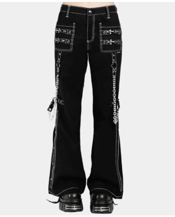 BLACK JEANS NIGHT GIRL PANTS [WHITE STITCH] 