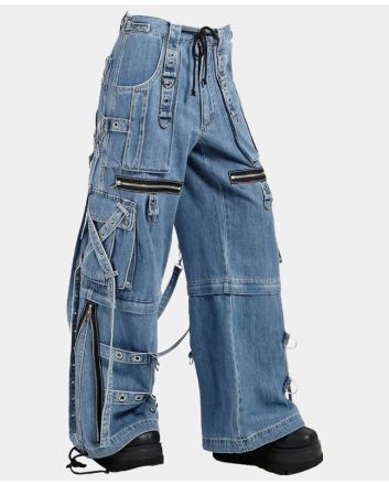 Tripp Denim X Strap Pants Punk Baggy Cargo Jesns With Straps